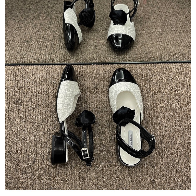 THE2001STORE | Giày búp bê đính hoa cao 3p phong cách Hàn Quốc