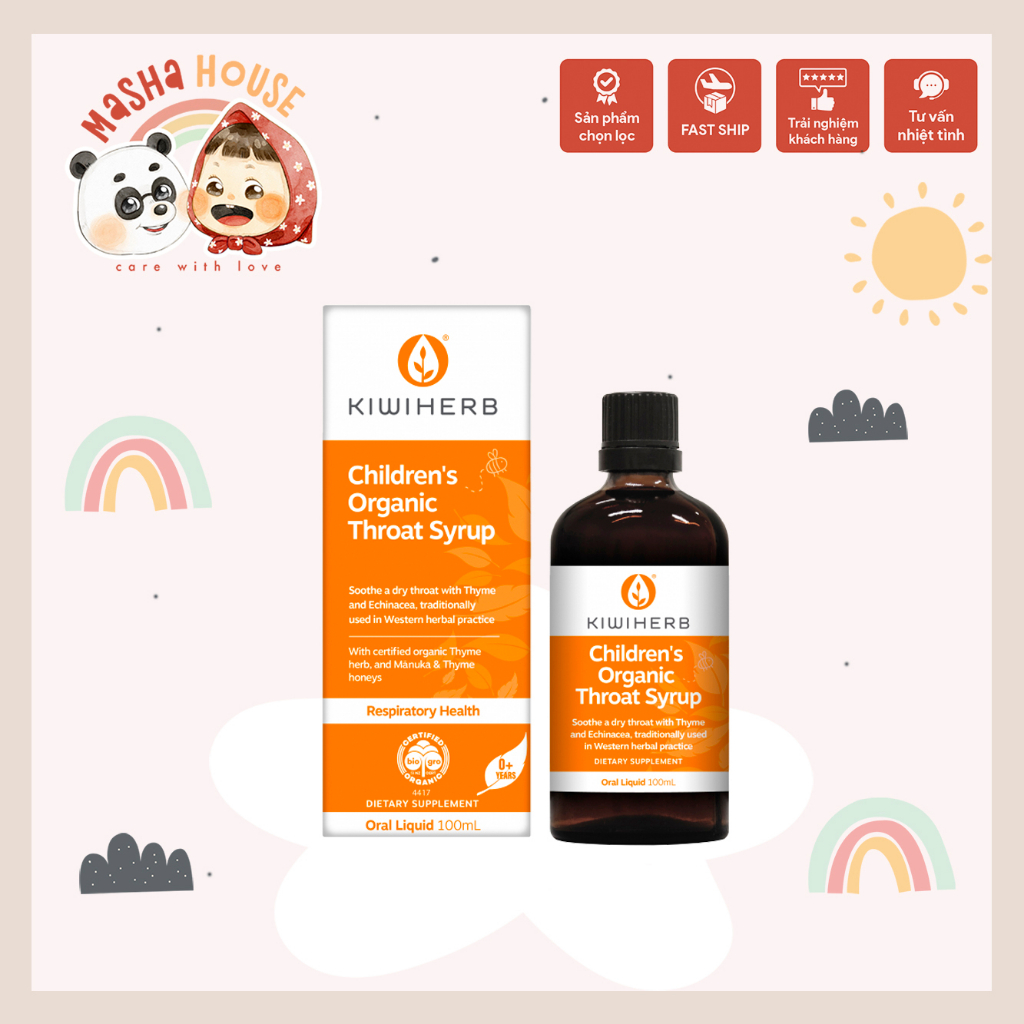 KiwiHerb Children's Organic Throat Syrup - Siro Ho Hấp Trên Cho Bé