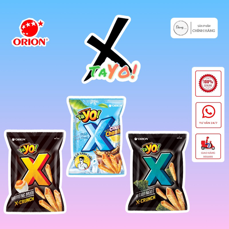 Snack Khoai Tây Tayo! X Orion Đầy Đủ Các Vị : Trứng Muối - Tảo - Cola Chanh
