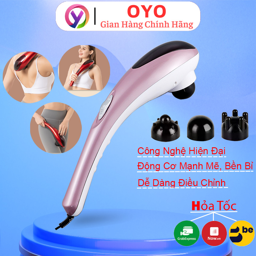 Máy massage đấm lưng cầm tay đa năng Súng mát xa cổ vai gáy giảm co cứng cơ với 3 đầu và 2 chế độ (bảo hành 1 đổi 1)