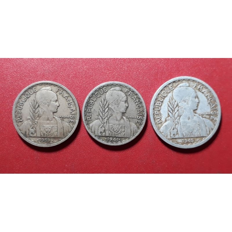 Bộ 3 đồng xu 20 cents Đông Dương năm 1939, 1941, 1945