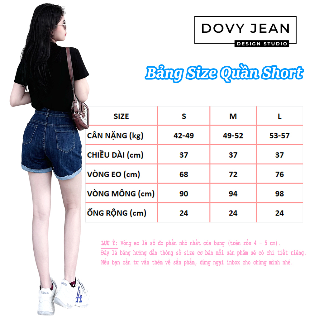 Quần đùi DOVYJEAN quần bò lưng cao thiết kế siêu cá tính Q.83074