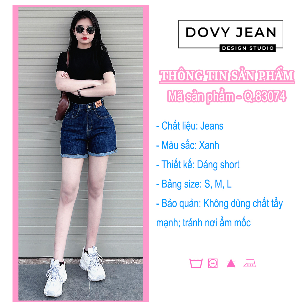 Quần đùi DOVYJEAN quần bò lưng cao thiết kế siêu cá tính Q.83074