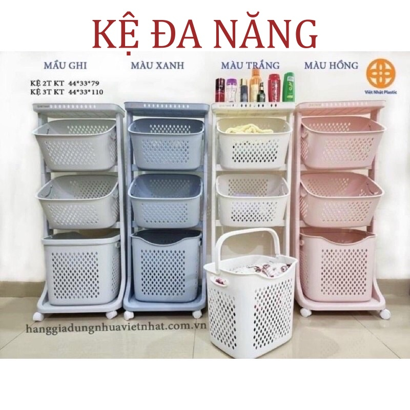 Kệ đựng đồ đa năng 2T,3T nhựa Việt Nhật, có bánh xe di chuyển dễ dàng