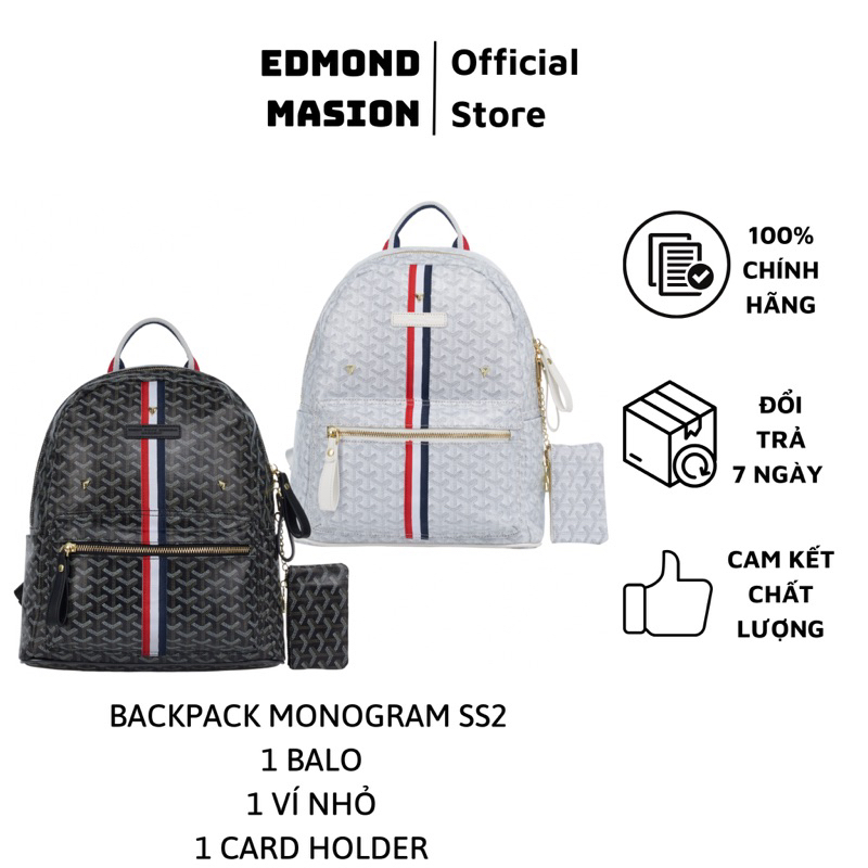 Balo EDMOND MASION MONOGRAM tặng ví nhỏ và cardholder EDM size M/L