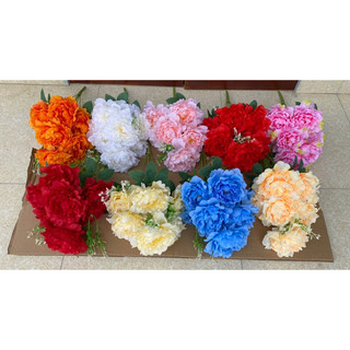 Hoa giả,cụm hoa mẫu đơn 7 bông hoa trang trí