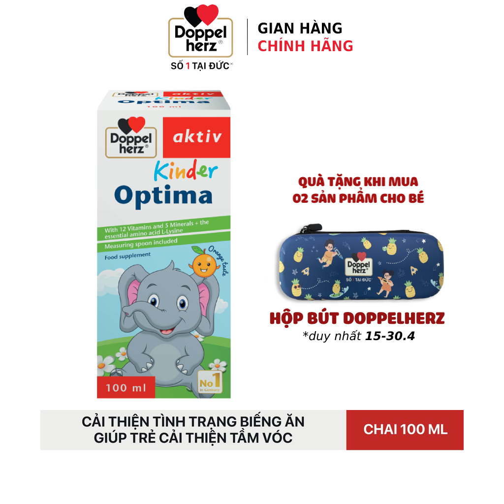 Siro ăn ngon, cải thiện tầm vóc cho bé Doppelherz Aktiv Kinder Optima (Chai 100ml)