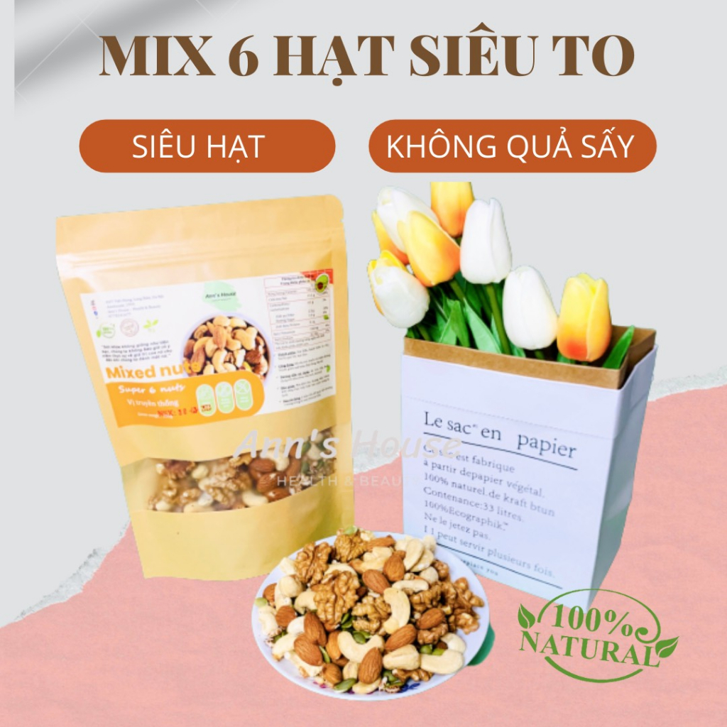 500gr Granola 6 loại siêu hạt ăn kiêng 100% hạt, không quả sấy không yến mạch Ann's House, healthy, mẹ bầu, gym, yoga