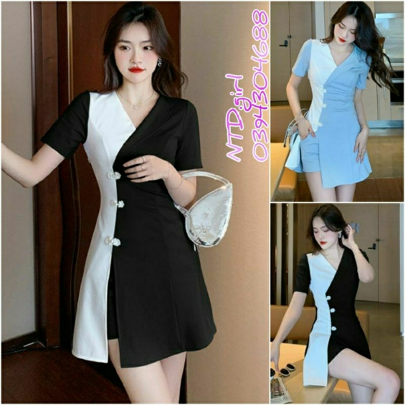 Hàng nhập - Set bộ nữ short phối màu nửa thân, sét đồ thời trang quần áo ngắn giả váy