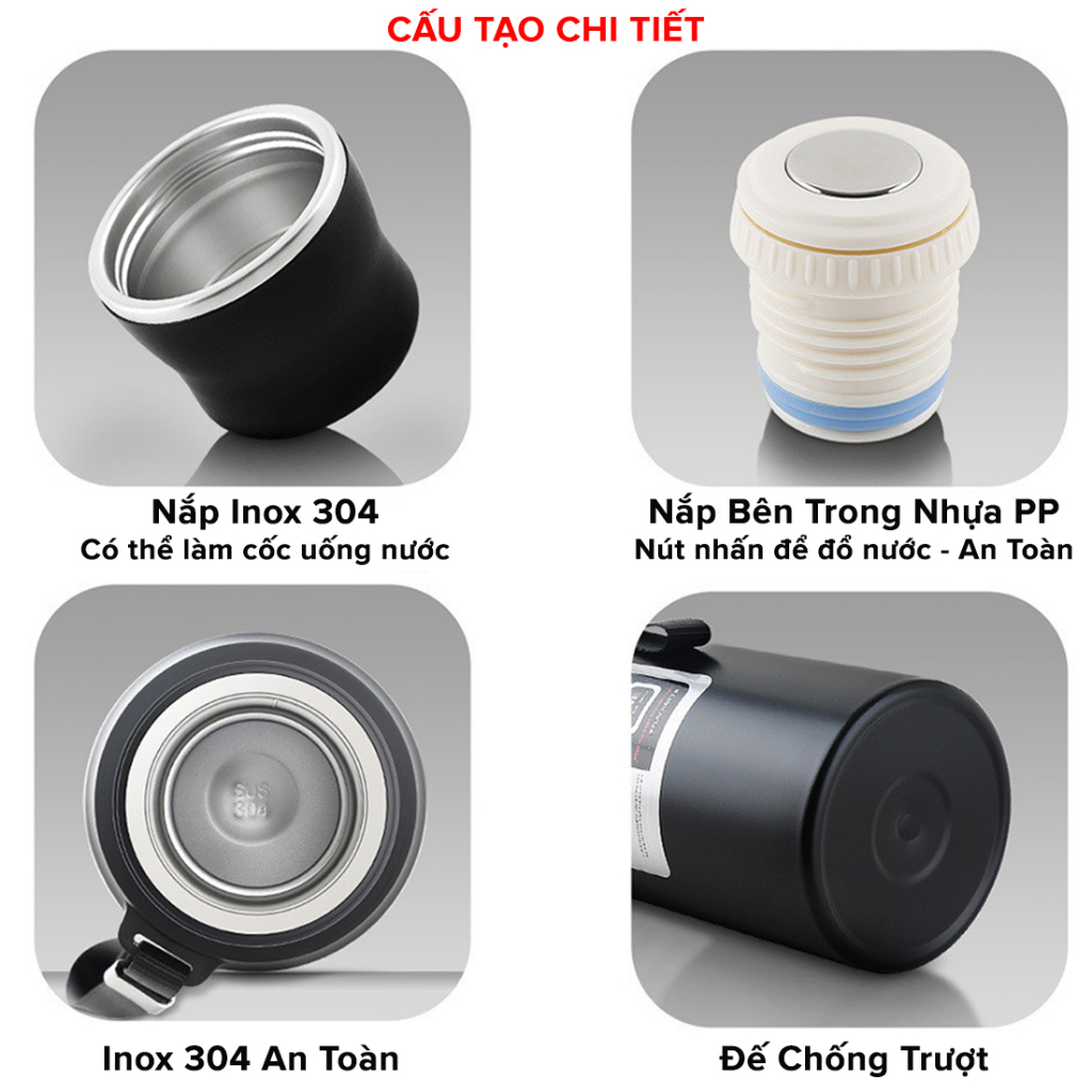 Bình Giữ Nhiệt 12 Tiếng Dáng Thể Thao Good 800 -1000ml Từ Inox 304 An Toàn Cao Cấp miDoctor – Có Nút Nhấn, Cốc Cao