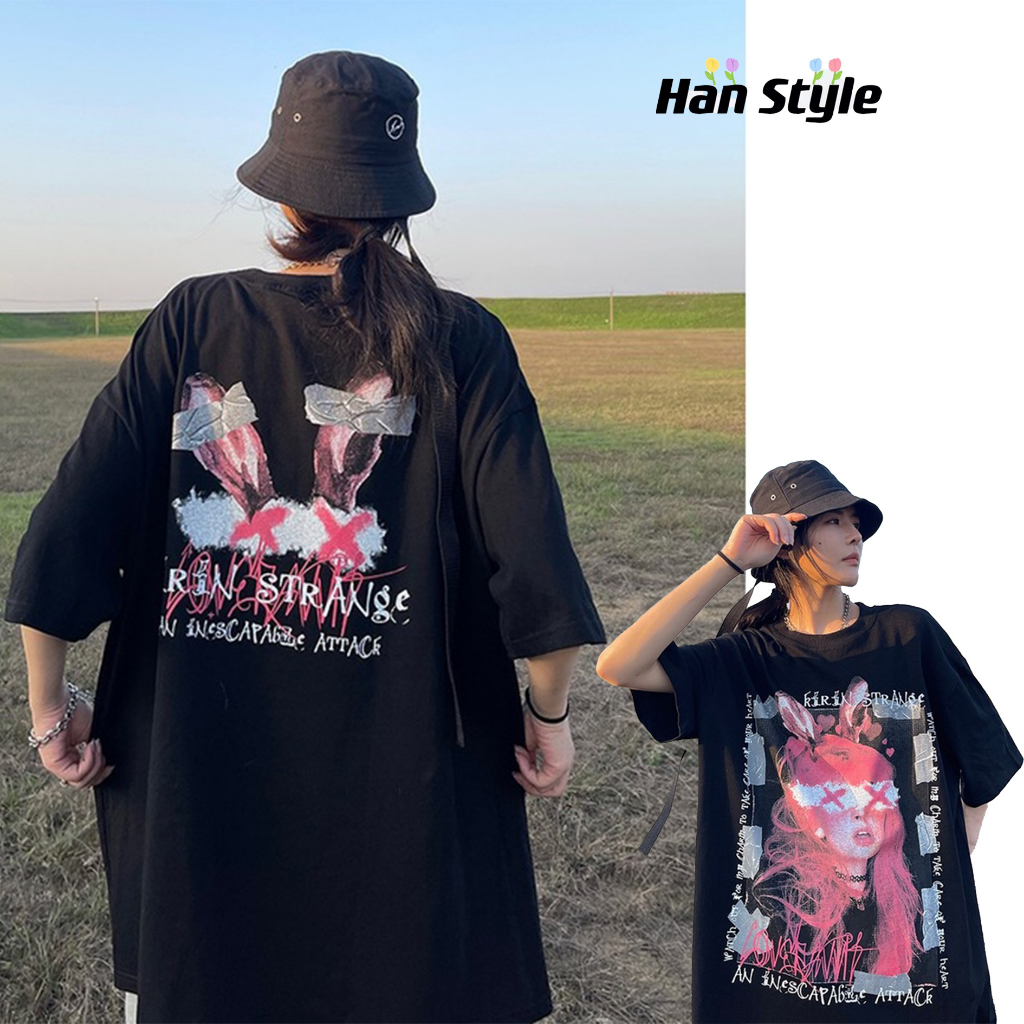 Áo thun suzzin D0153 cotton in họa tiết hoạt hình phong cách đường phố harajuku thời trang cổ điển dành cho nữ oversize
