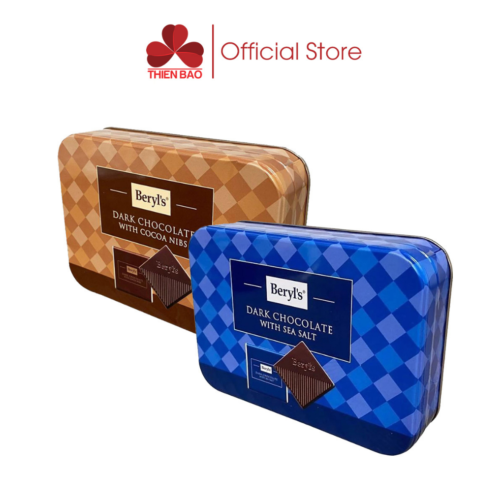 Socola đen Beryl's dark chocolate 108g - vị muối biển/ hạt cacao rang