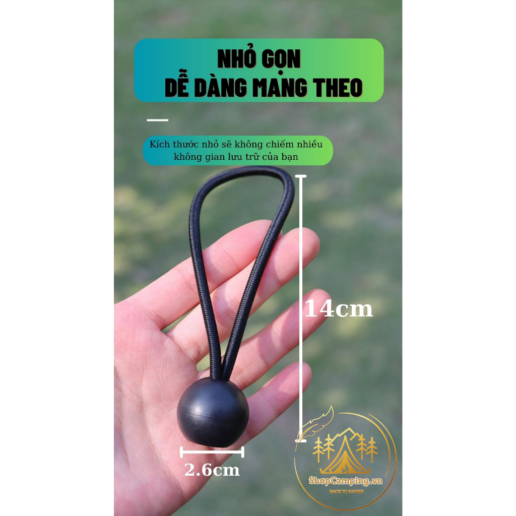 Combo 5 dây thun buộc đồ Ball Bungee đa năng, dây cột đồ cắm trại dã ngoại, du lịch - Camping VietNam