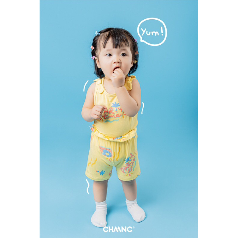 Chaang bộ cộc túi ngực bé trai, bộ ba lỗ nơ vai bé gái SS23