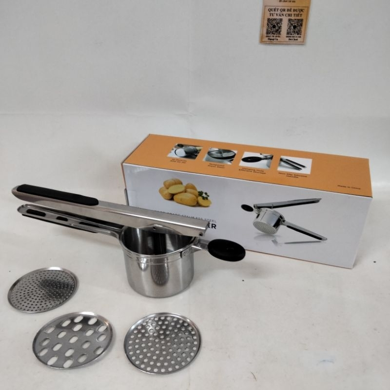 Dụng cụ nghiền khoai tây, ép củ quả, làm bún mì, Bánh Lọt, chả cá... 3 vỉ khuôn (Inox hàng cao cấp ) Potato Masher Ricer