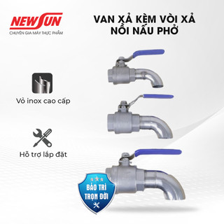 Van xả kèm Vòi xả nồi nấu phở dung tích nồi từ 20L đến 150L- Đường kính Ren van 27mm, 34mm, 42mm