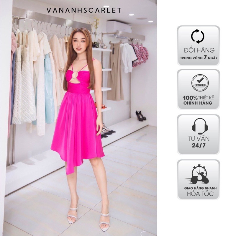 Váy hai dây nữ Vân anh scarlet khoen ngực xòe F22FE044 (nguyên tag)