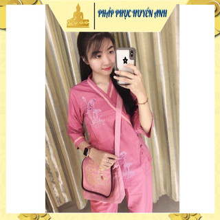 Đồ lam đi chùa vạt chéo ba cúc