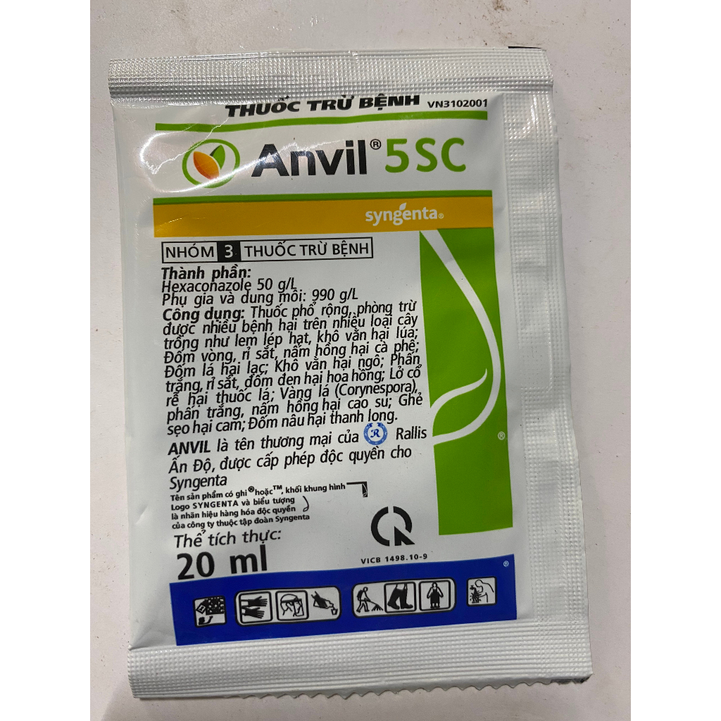 Chế phẩm Anvil 5SC chai gói 20ml chuyên trừ bệnh nấm phấn trắng, đốm đen, rỉ sắt trên cây trồng.