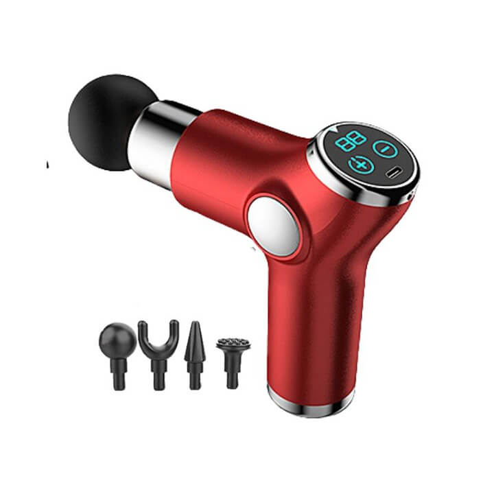 Máy massage cầm tay 4 đầu 32 chế độ cảm ứng LCD, Máy mát xa đấm lưng cầm tay mini Súng massage toàn thân cảm ứng