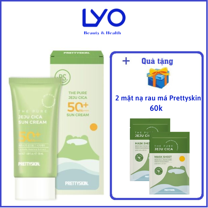 Kem chống nắng Rau Má Prettyskin The pure jeju cica Sun Cream SPF 50+ PA ++++ 50ml Hàn Quốc