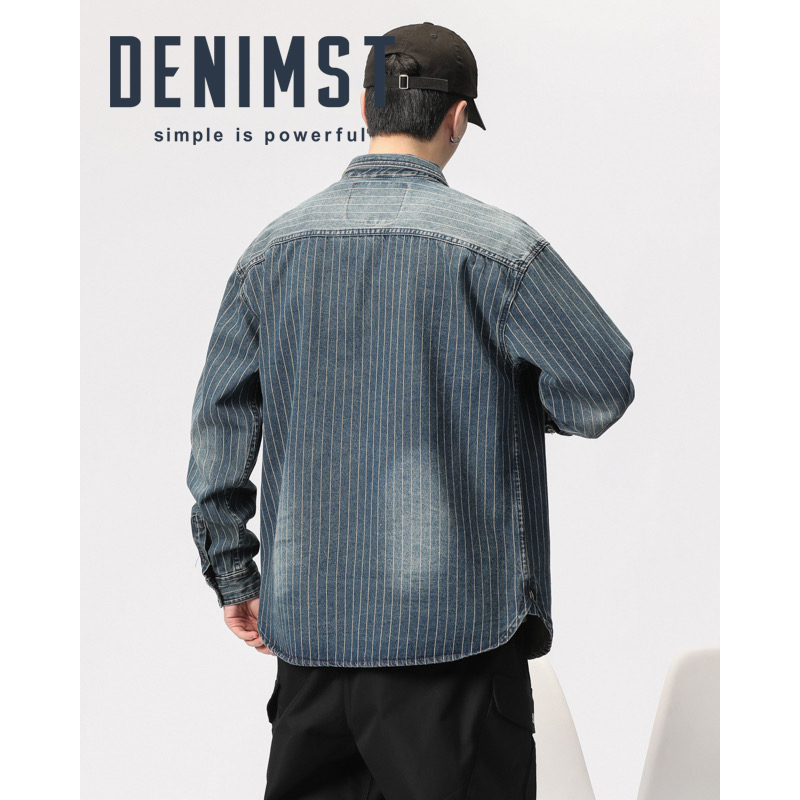 Áo sơ mi denim nam DENIMST 18023, dòng denim cao cấp, phong cách cá tính, cool ngầu mà vẫn lịch lãm nam tính