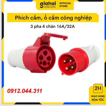 Phích cắm ổ cắm công nghiệp 3 pha 4 chân 16A/32A TBD31