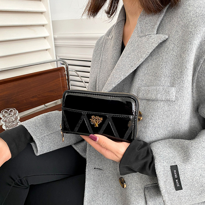 Phụ nữ Zero Wallet ，Gói thẻ     ，  Ví cầm tay，Phiên bản Hàn Quốc của ví da sáng bóng
