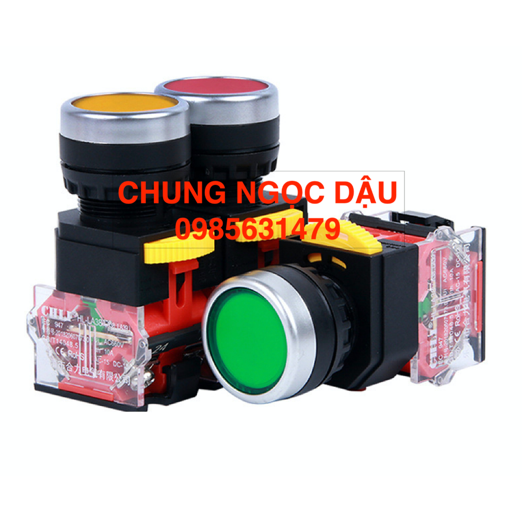 NÚT ẤN NHẢ LA38-11BN KHÔNG ĐÈN 3 MÀU ĐỎ, VÀNG, XANH