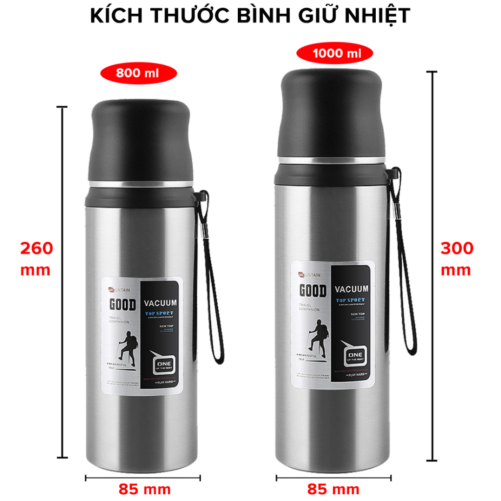 Bình Giữ Nhiệt 12 Tiếng Thể Thao Good 800-1000ml Inox 304 An Toàn Cao Cấp Chọn Màu – Bình Đựng Nước Giữ Nhiệt Nút Nhấn