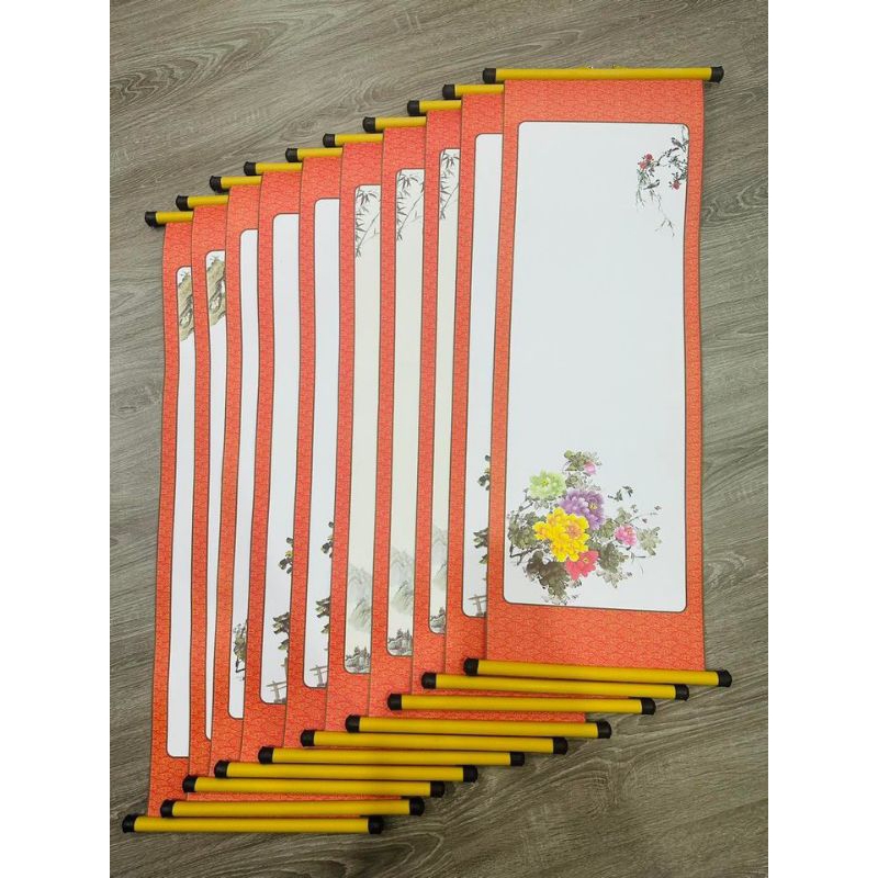 Combo 10 Giấy viết thư pháp bao gồm cả nẹp treo kích thước 26x78cm