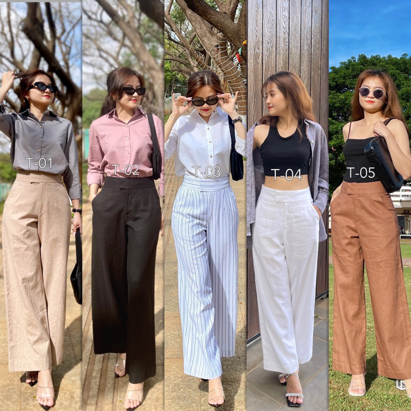 Quần dài ống suông vải Linen cao cấp, cạp lưng to, đủ màu Teemin ( ảnh chính chủ của shop )