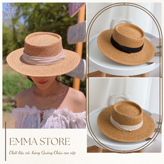 Nón Cói, Mũ Cói, Mũ Cói đi biển Gaucho Panama cao cấp chất liệu cói tự nhiên viền trắng đen ( đóng thùng to giữ form nón