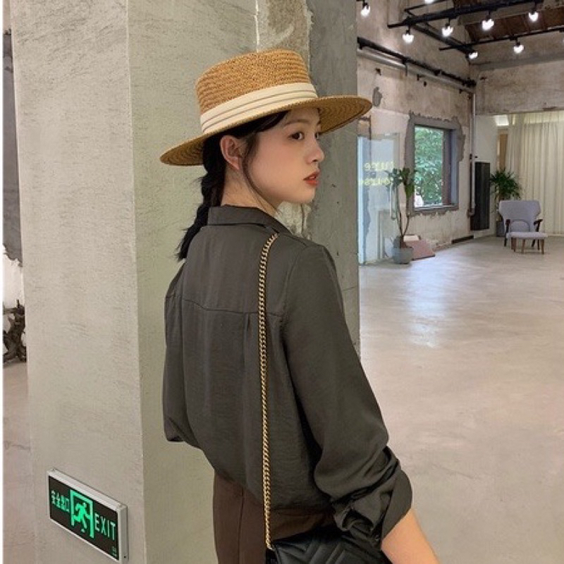 Mũ Cói đi biển Gaucho Panama cao cấp chất liệu cói tự nhiên viền trắng đen Nón cói hotrend