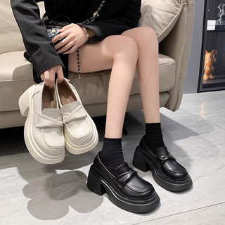  Giày bốt đốc nữ đế cao 7p phong cách thanh lịch basic mũi vuông Giày cao gót kiểu dáng lolita phong cách Anh Quốc 