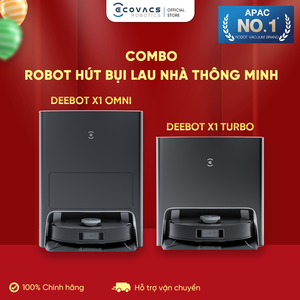 [Mã ELHACE02 giảm 12% đơn 2TR] Robot hút bụi Deebot X1Omni / Turbo_Bản Quốc Tế _Tự động giặt khăn lau_Hàng chính hãng