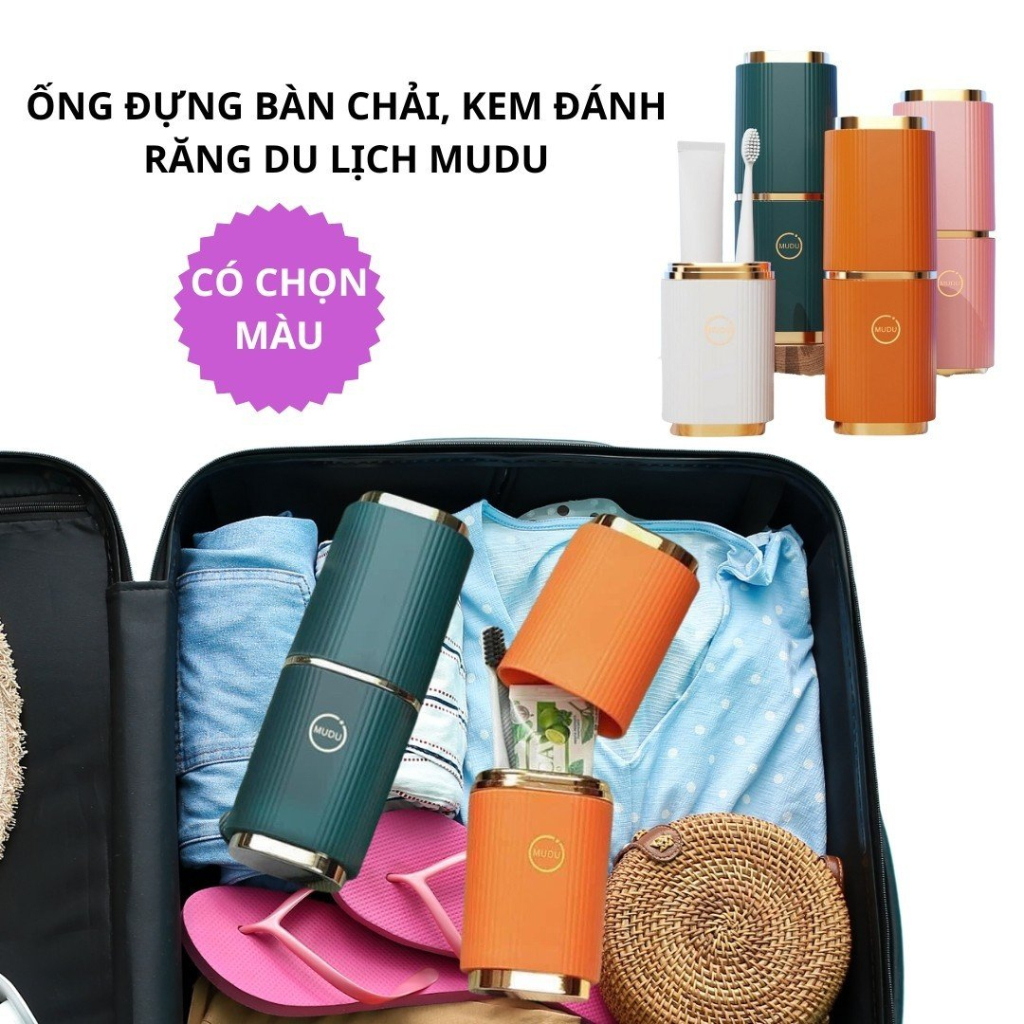 Ống đựng bàn chải, kem đánh răng du lịch Mudu đa năng tiện lợi