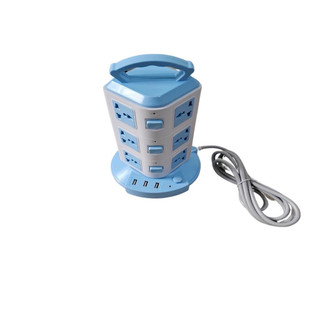 Ổ cắm điện 3 tầng màu xanh 12 lỗ cắm điện 3 cổng sạc usb