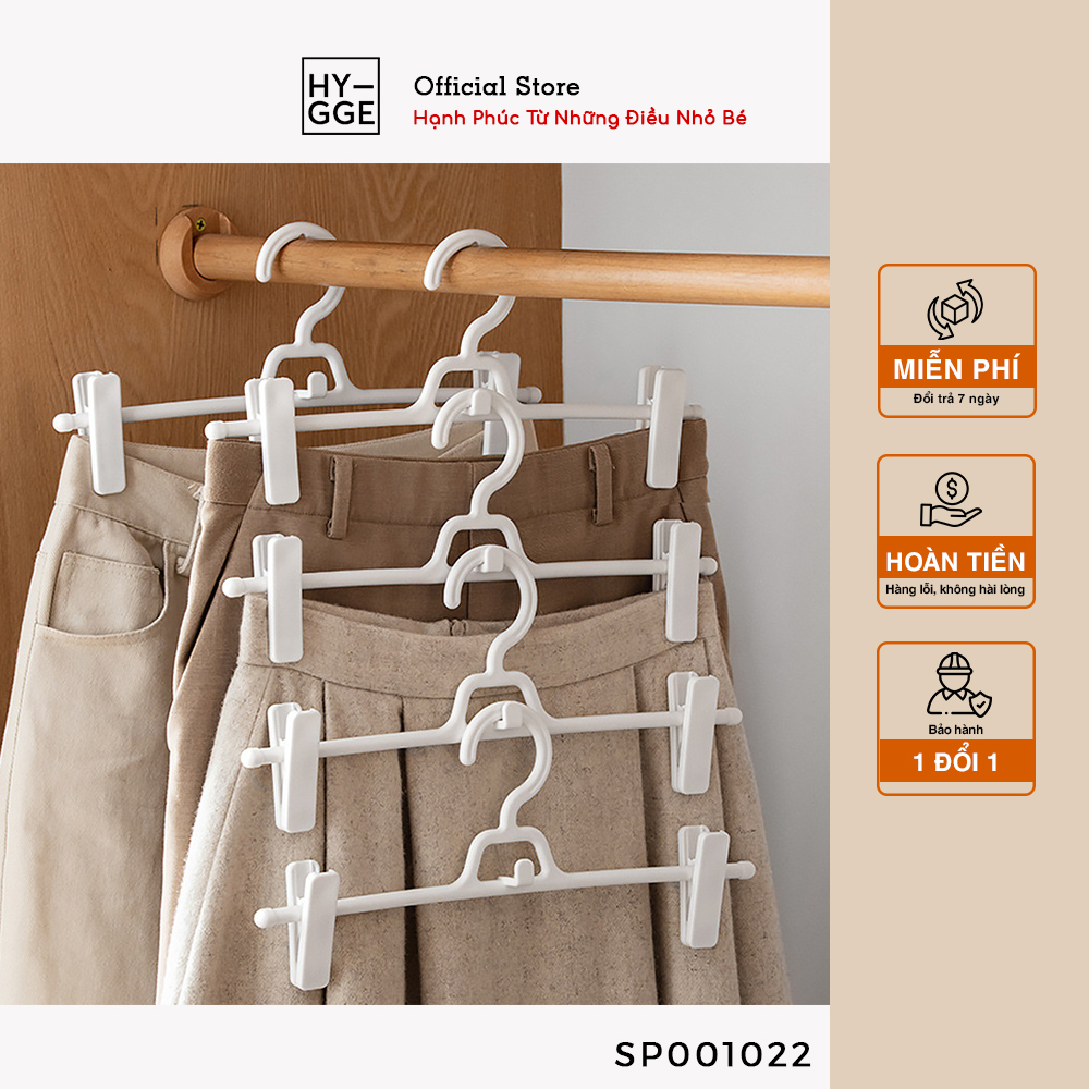 Set 5 móc nhưa kẹp 2 đầu treo quần, váy, khăn