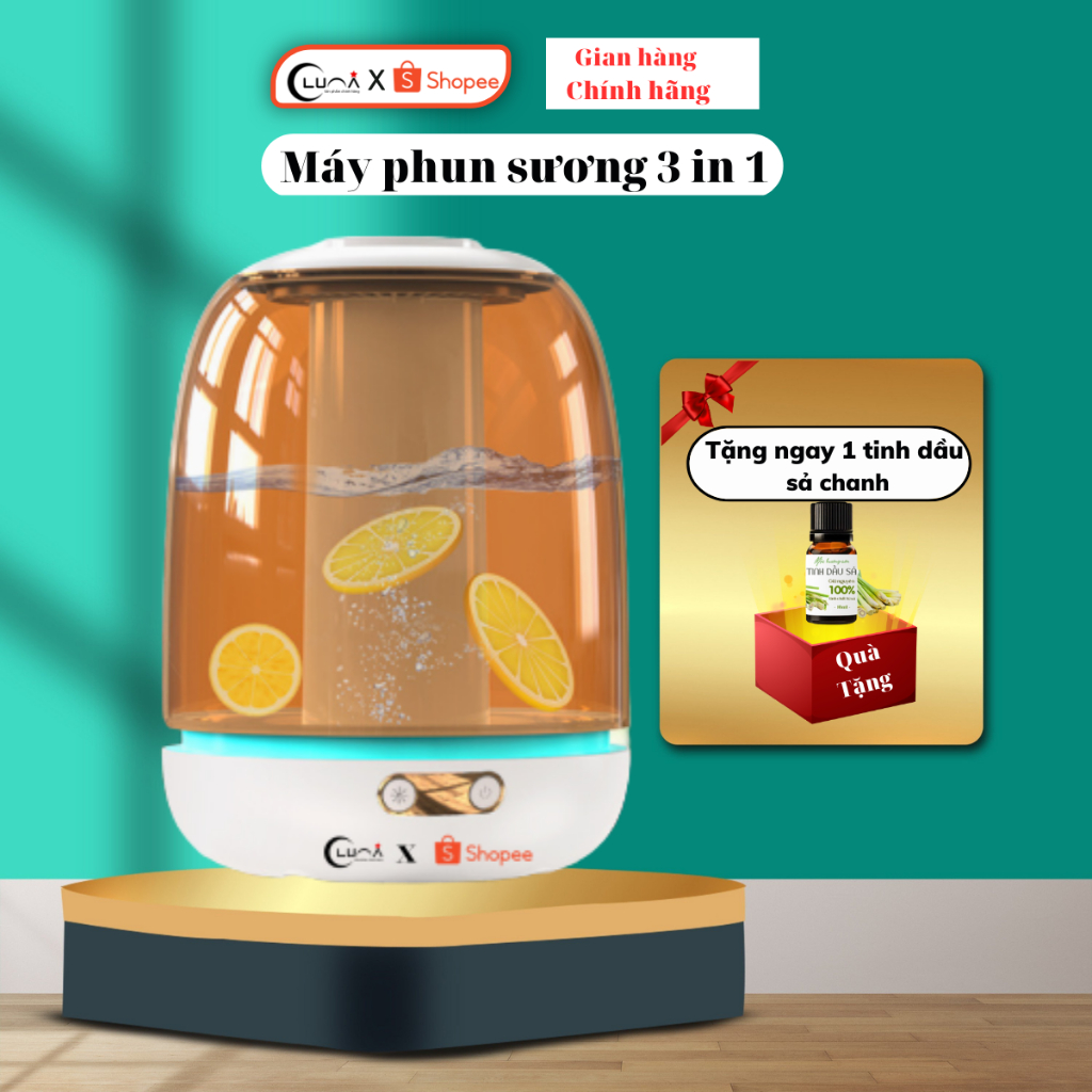 Máy phun sương tạo ẩm xông tinh dầu X21, Dung tích 3L,3 chế độ tạo độ ẩm phòng điều hòa, Đèn Led bảo hành 6 tháng