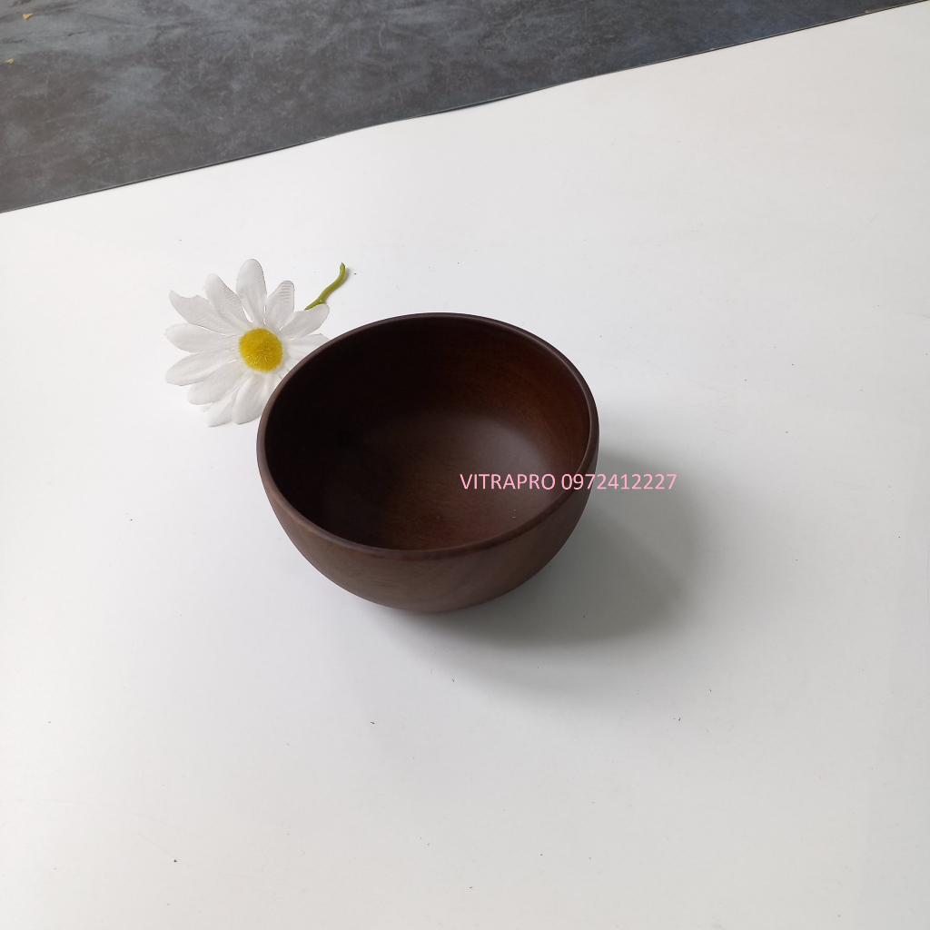 Bát Ăn Cơm Bằng Gỗ Keo Màu Nâu Socola Đẹp Mắt Bát Nhẹ Cho Bé