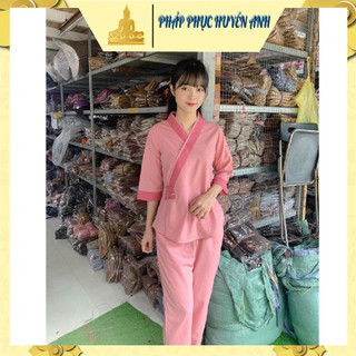 Đồ lam đi chùa vạt chéo ba nút