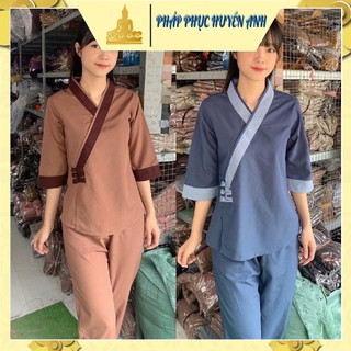 Đồ lam đi chùa vạt chéo ba nút