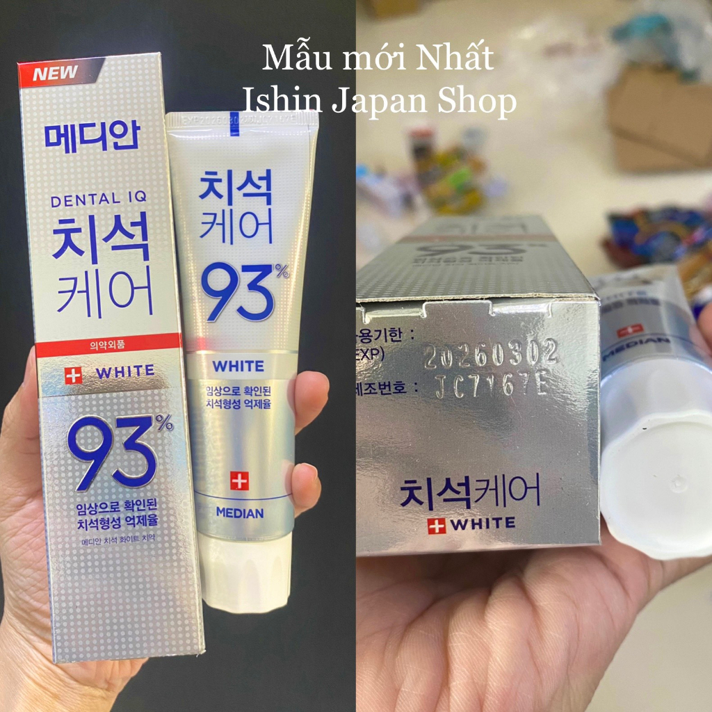 (Mẫu mới) Kem đánh răng Hàn Quốc trắng răng MEDIAN DENTAL IQ 93% 120g sáng bóng