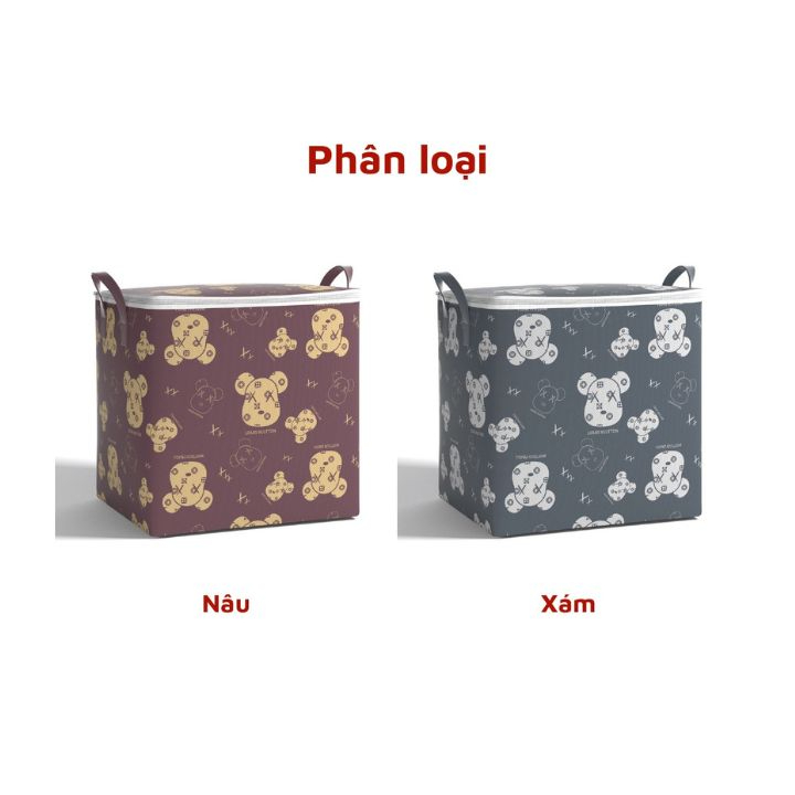 Túi đựng chăn màn quần áo cỡ lớn 100l có nắp dây kéo 2 chiều in họa tiết đẹp sắc nét không phai màu