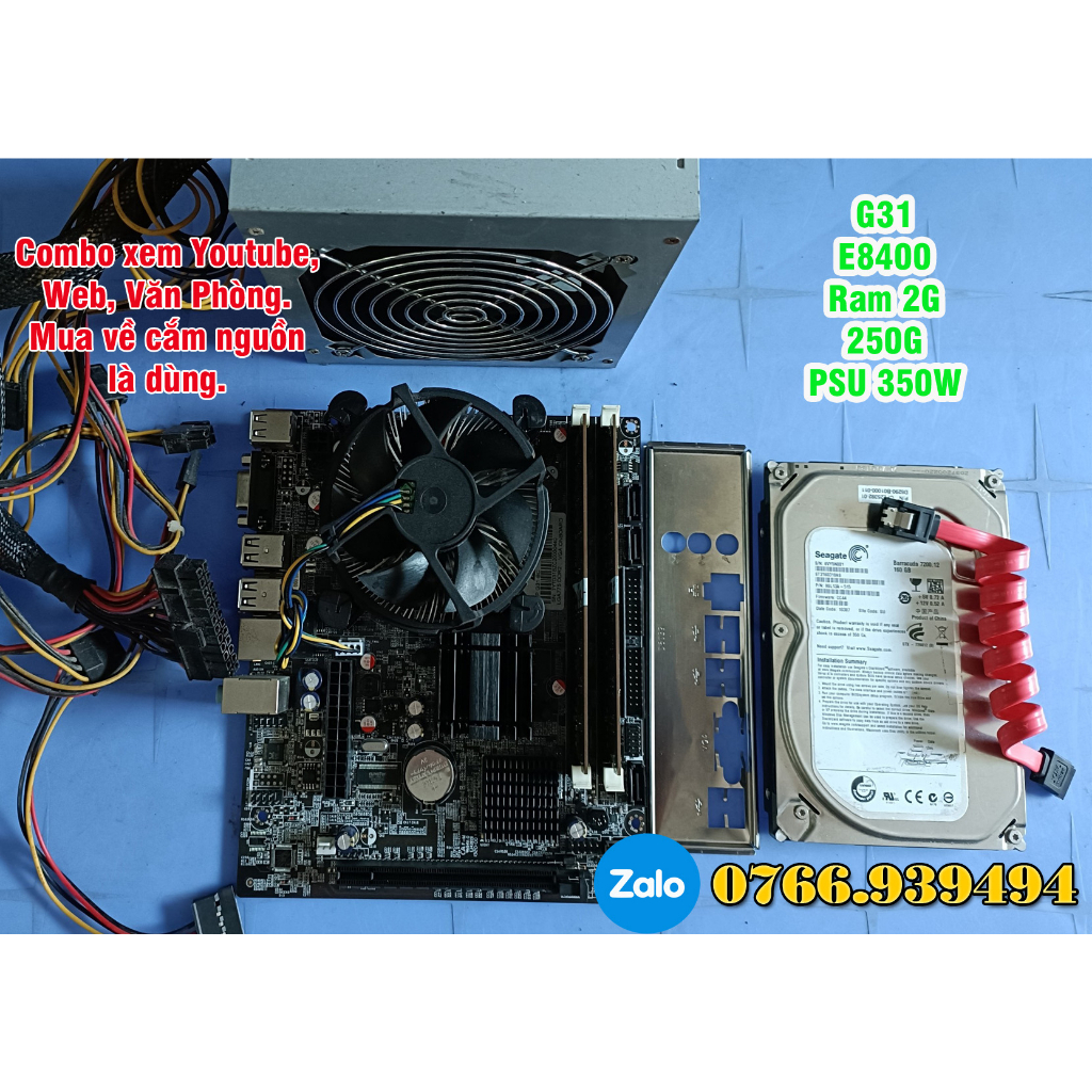 Combo G31, G41, H61..xem Youtube và làm việc văn phòng gồm (Main + Chip + Ram + HDD + Nguồn)