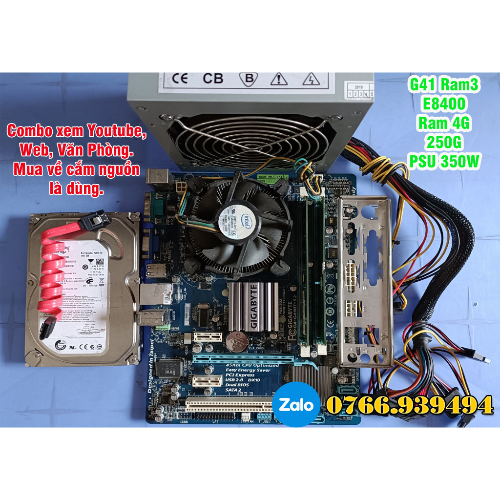 Combo G31, G41, H61..xem Youtube và làm việc văn phòng gồm (Main + Chip + Ram + HDD + Nguồn)