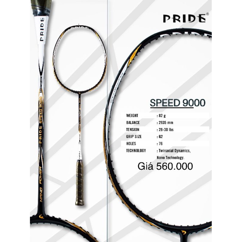 Vợt Cầu lông chính hãng  Pride Khung carbon căng max 11,8 kg