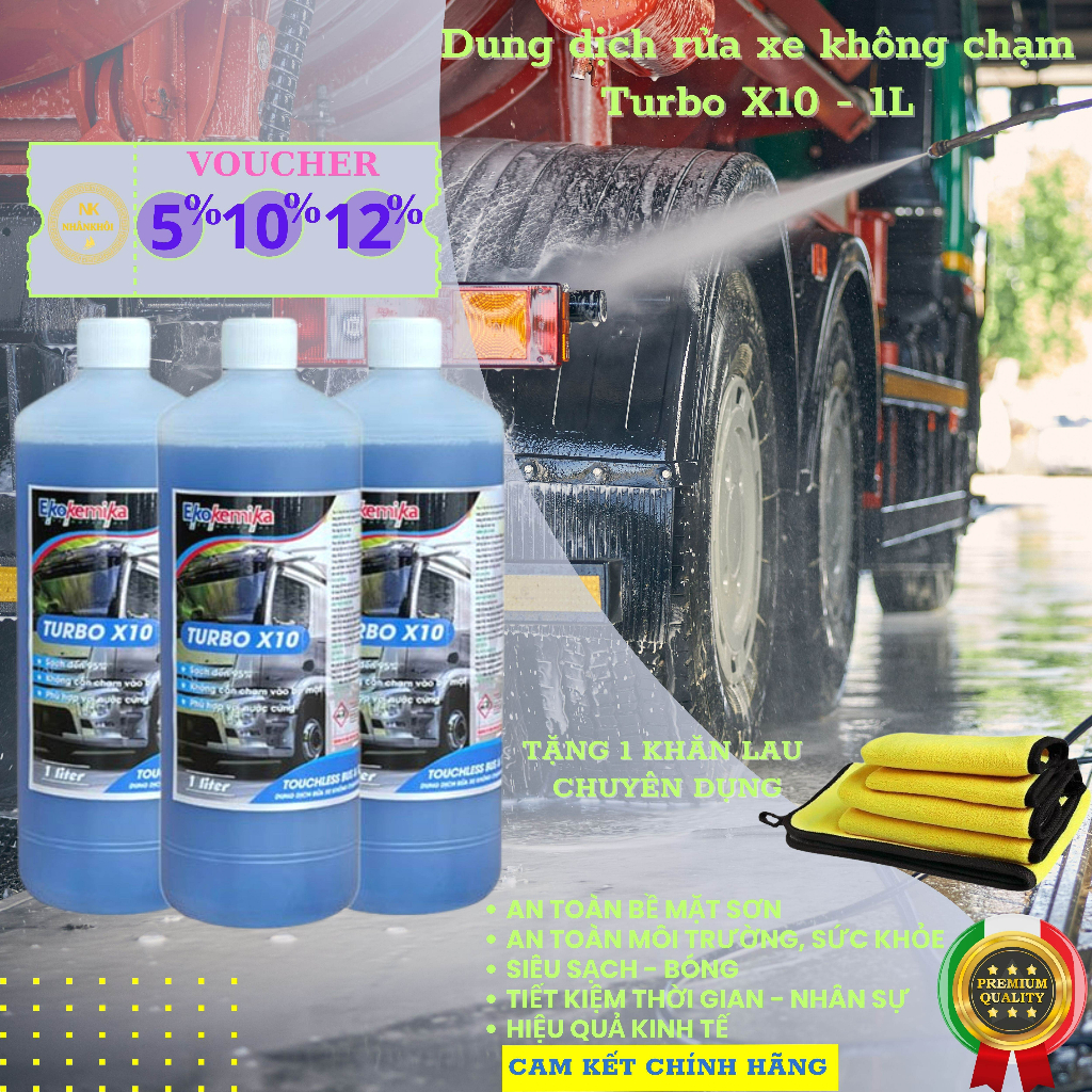 Dung dịch rửa xe không chạm Nước rửa xe bọt tuyết chính hãng Ekokemika Turbo X10 loại 1 lít