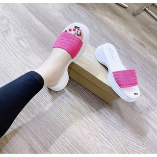 Dép xuồng đế bánh mì nữ đế độn 6cm quai nhung đế siêu nhẹ quai ngang